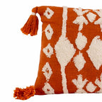 Cojín 30x50cm naranjo/blanco con borlas