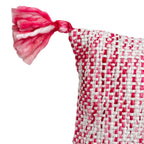 Cojín 30x50cm tejido rosa con borlas