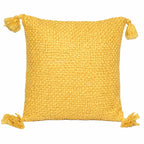Cojín 40x40cm amarillo con borlas