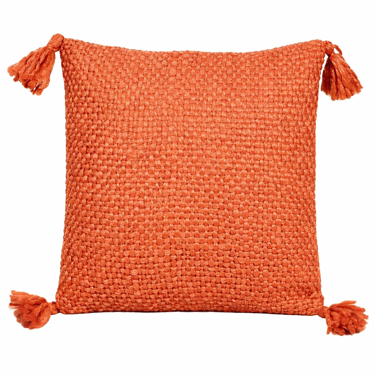 Cojín 40x40cm naranjo con borlas