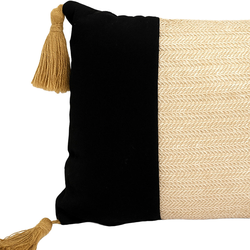 Cojín 42x42cm sisal blanco negro