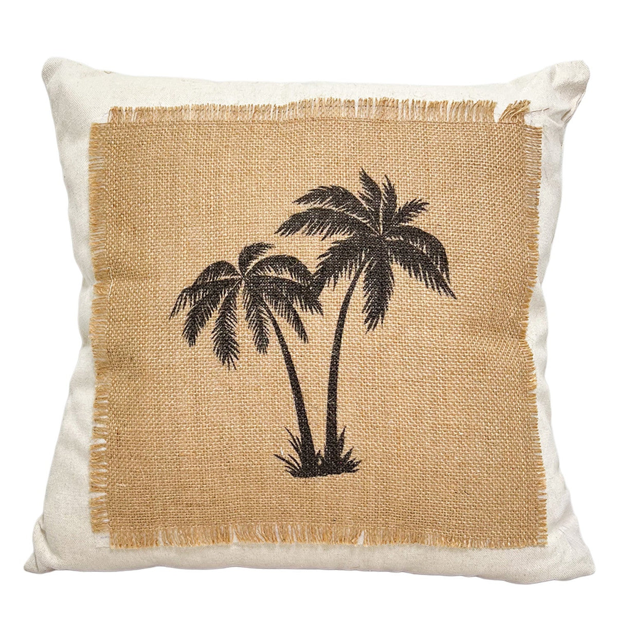 Cojín 43x43cm yute 2 palmeras