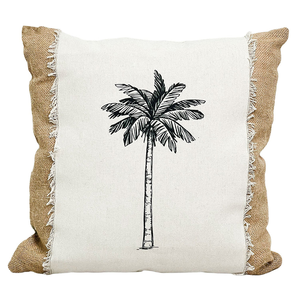 Cojín 43x43cm yute palmeras