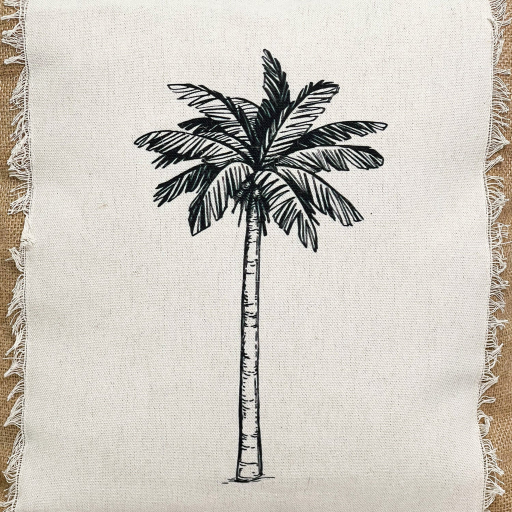 Cojín 43x43cm yute palmeras