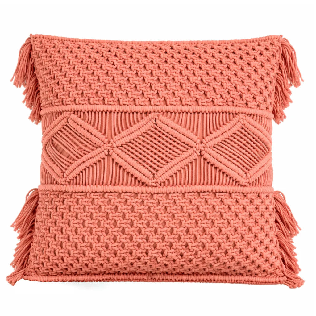 Cojín 45x45cm macrame rosado