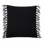 Cojín 45x45cm tejido flecos negro
