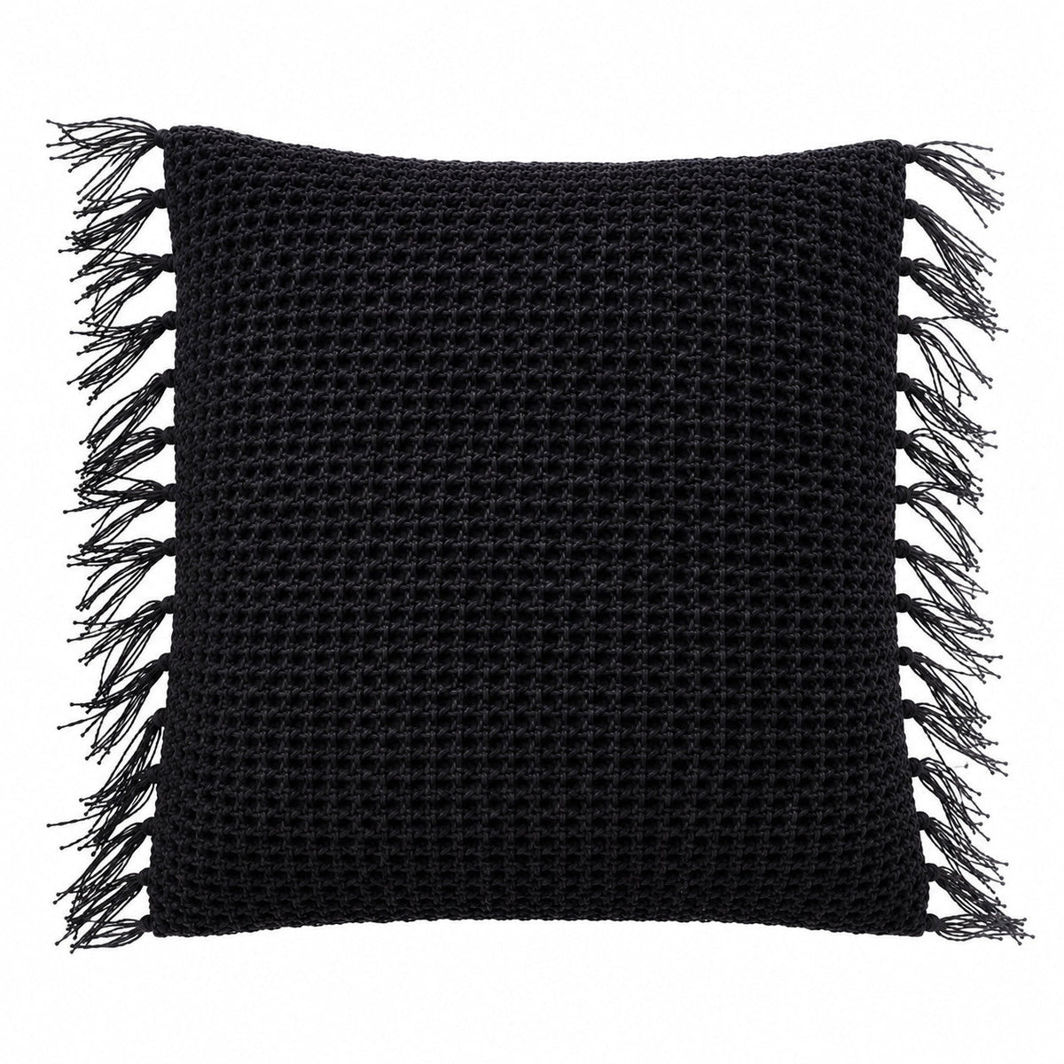Cojín 45x45cm tejido flecos negro