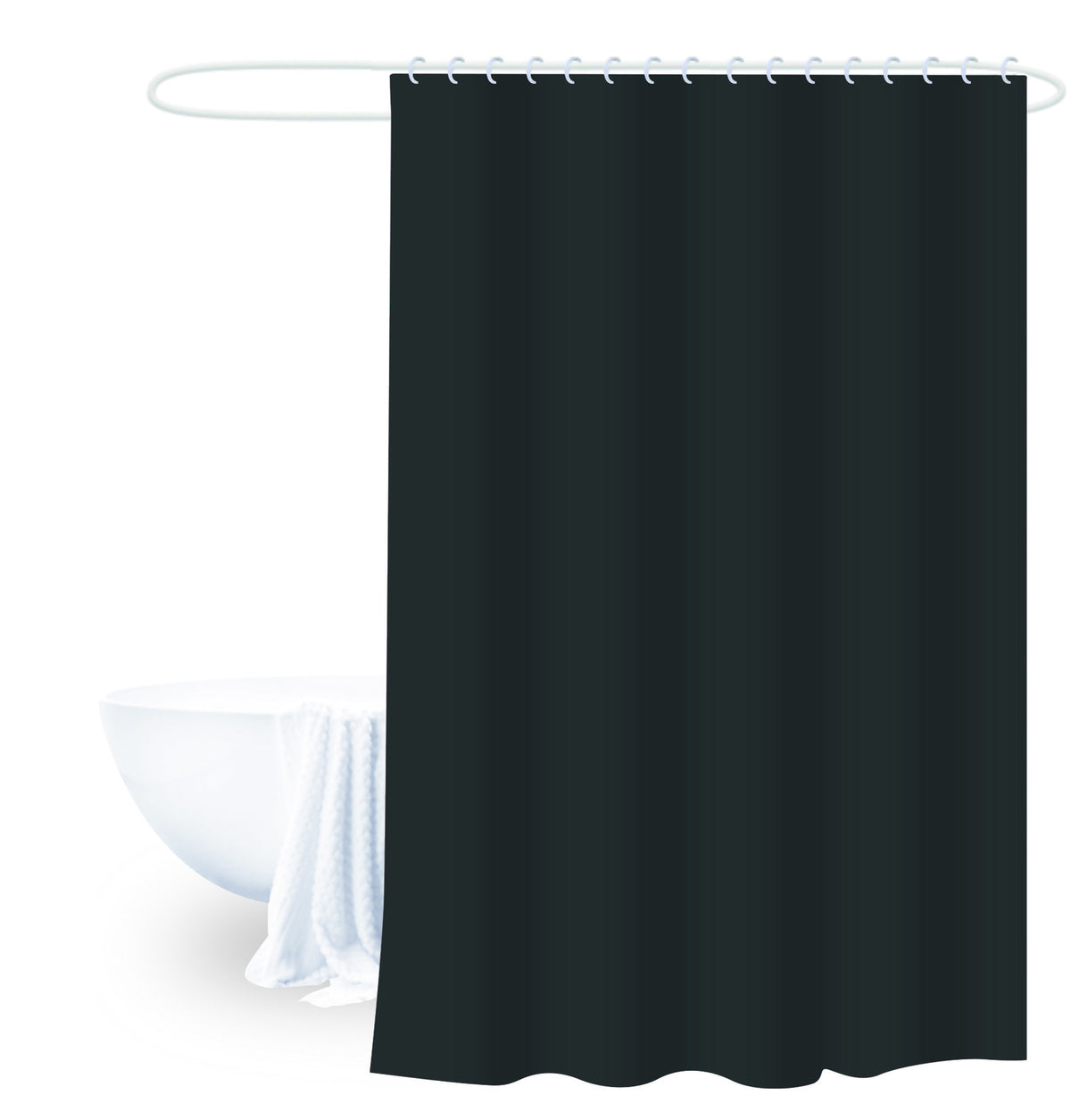 Cortina baño negro liso 180x180cm