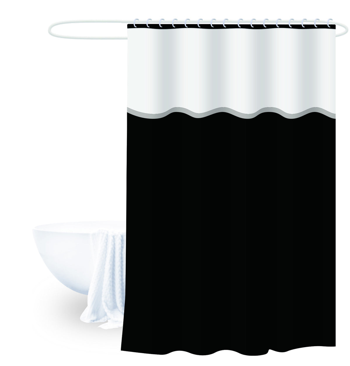 Cortina baño PEVA negro 180x180cm