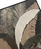 Cuadro 120x80 hojas café dorado