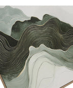 Cuadro 60x80 lineas abstractas verde dorado