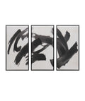 Cuadro 70.5x35.5 trazo abstracto negro set 3