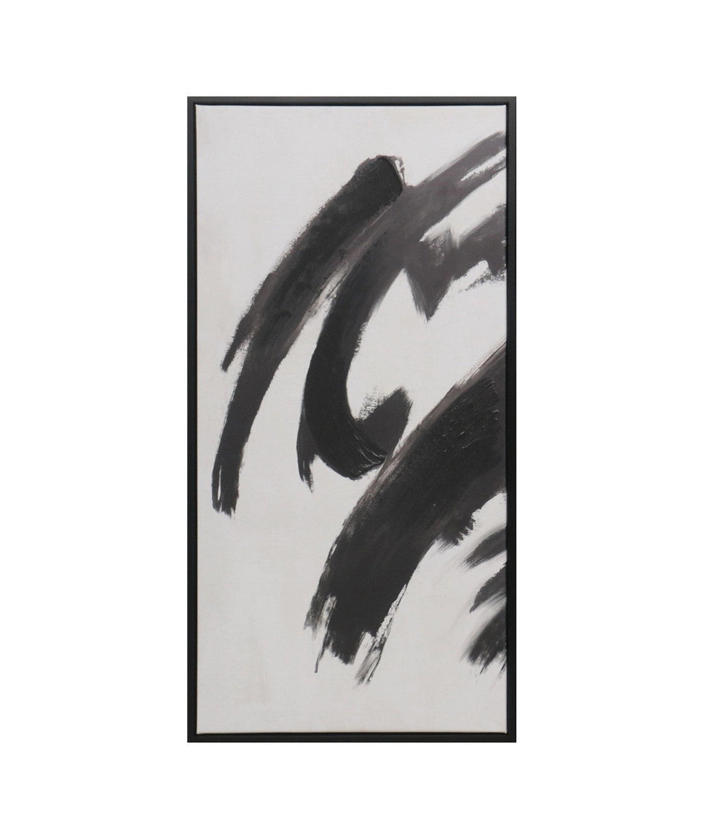 Cuadro 70.5x35.5 trazo abstracto negro set 3