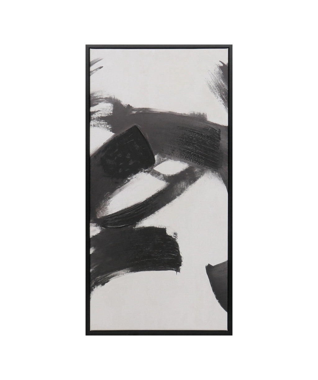 Cuadro 70.5x35.5 trazo abstracto negro set 3