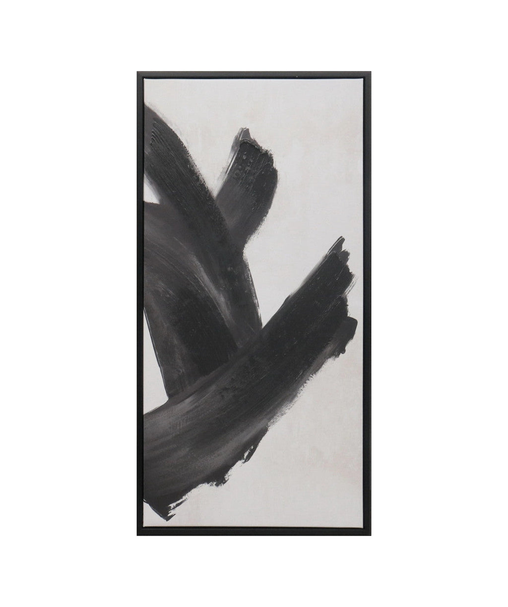 Cuadro 70.5x35.5 trazo abstracto negro set 3