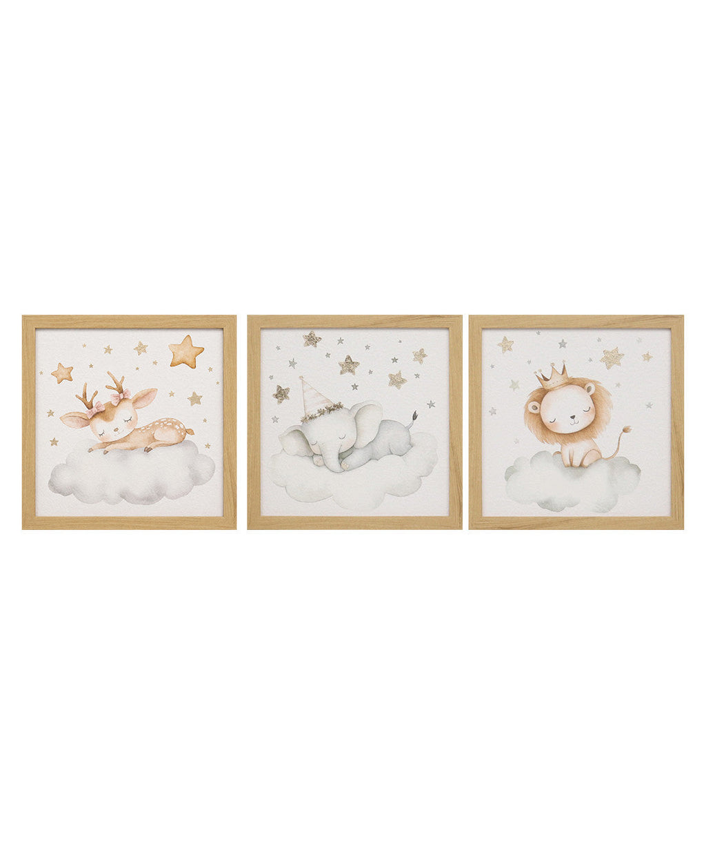 Cuadro 75.5x25.5 animales infantil set 3