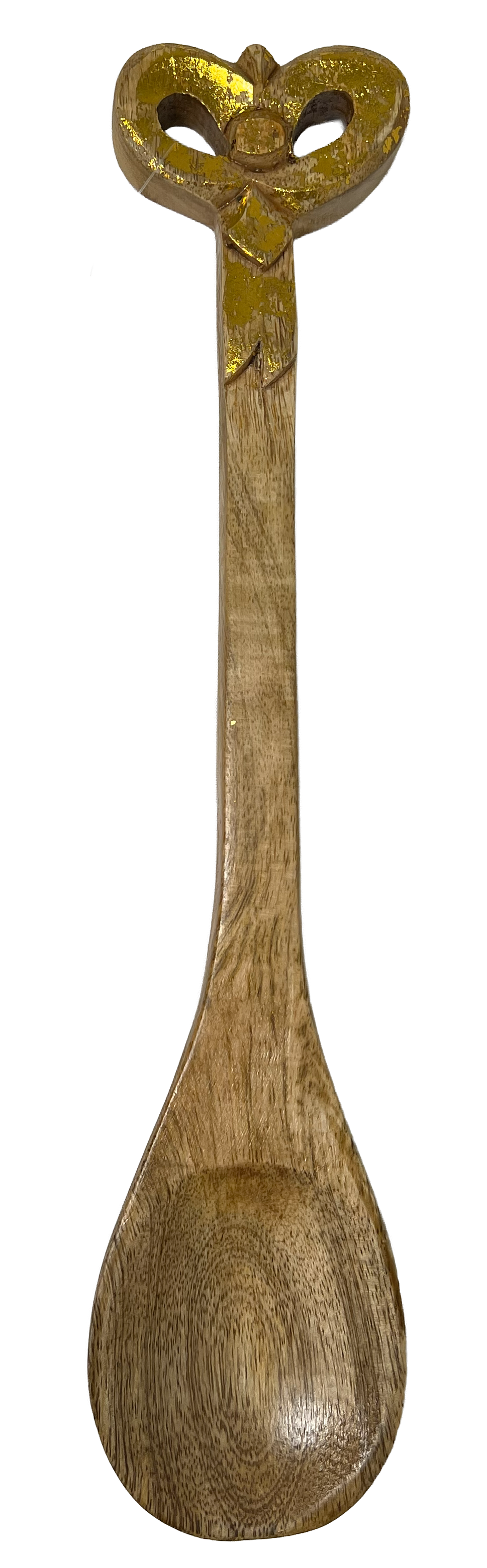 Cuchara madera con folio dorado 33cm