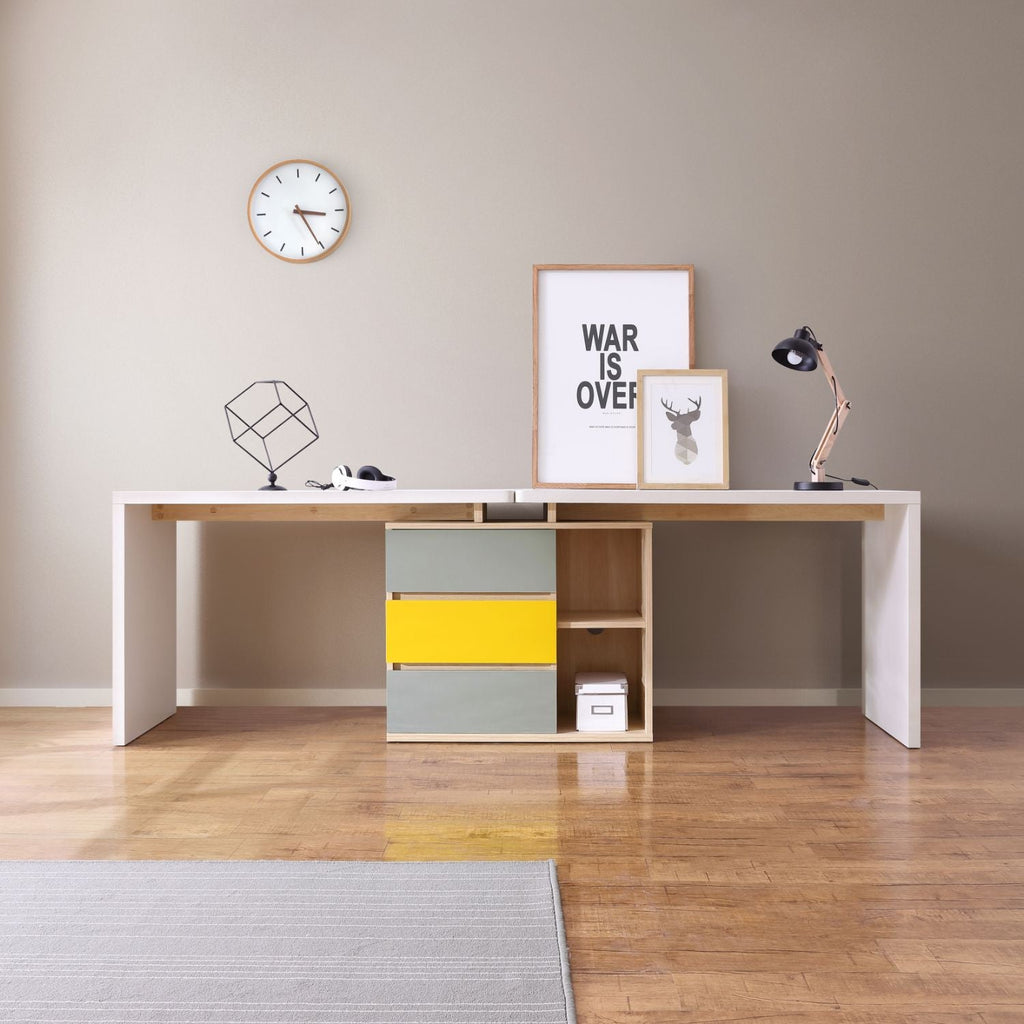 Escritorio doble Levis 238x55x77 blanco