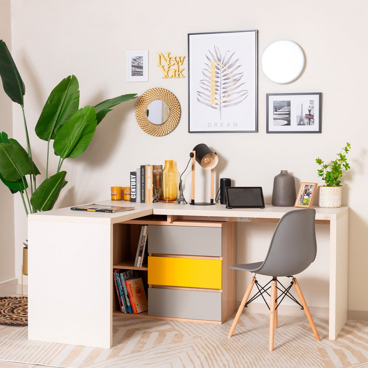 Escritorio doble Levis 238x55x77 blanco