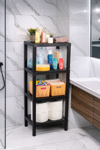 Estante plástico negro 4 niveles 39x23x92,3cm