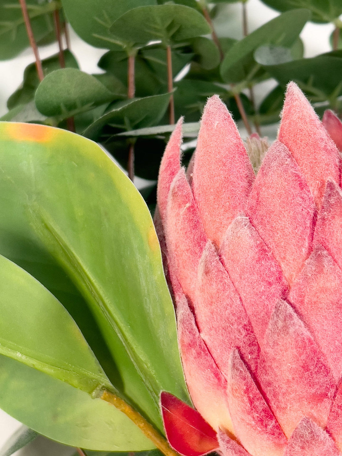 Flor protea artificial M rosada
