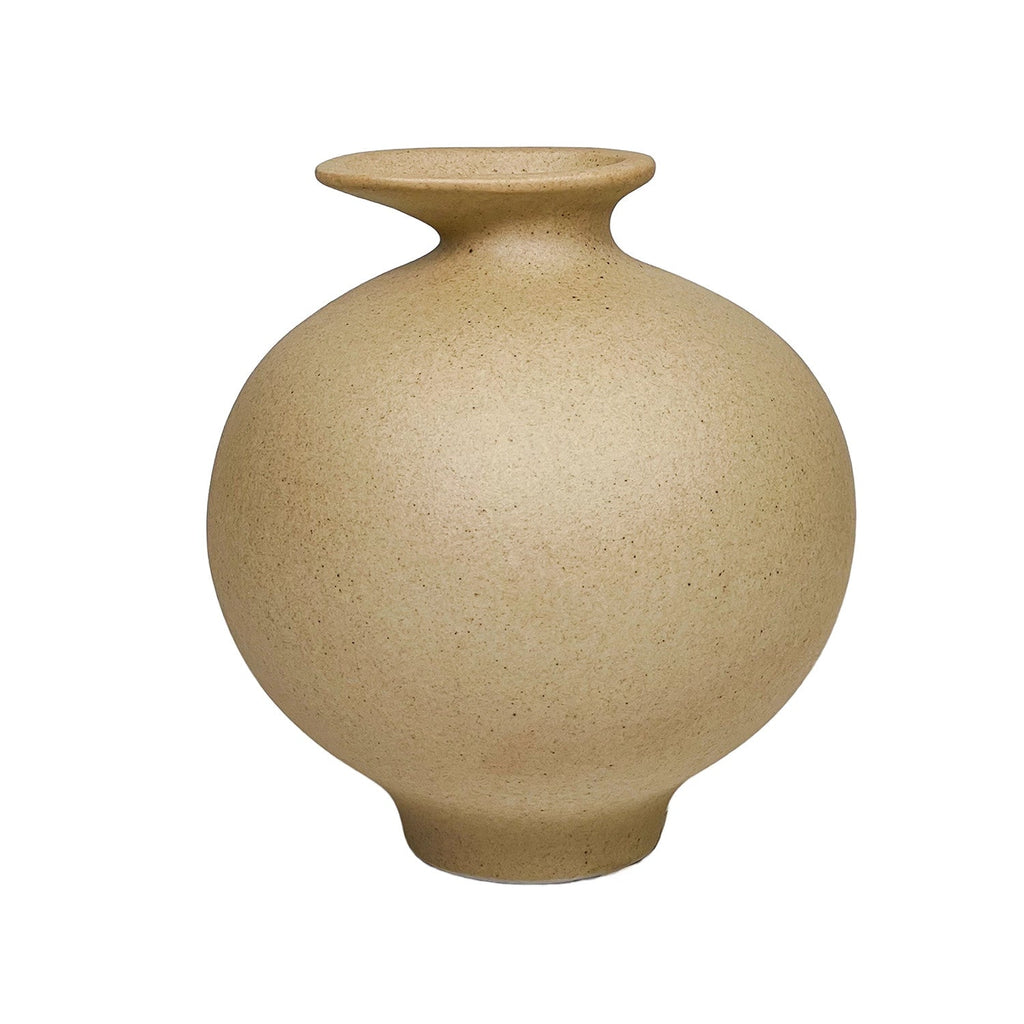 Florero cerámica 13x13cm esfera beige