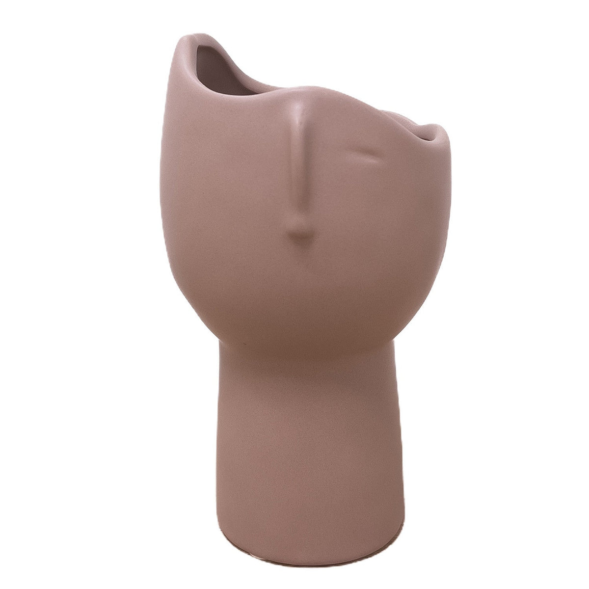 Florero cerámica cara taupe 18cm