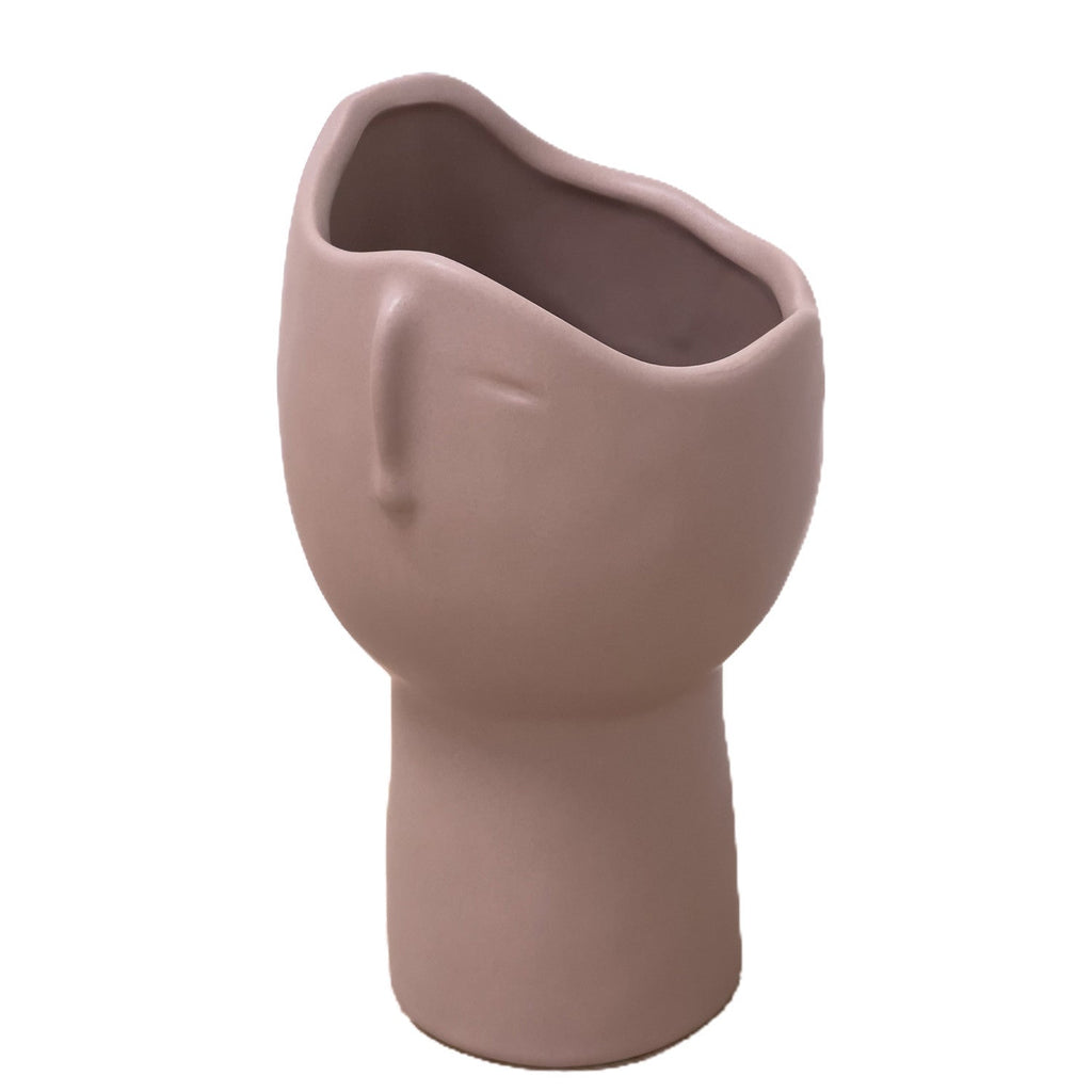 Florero cerámica cara taupe 18cm