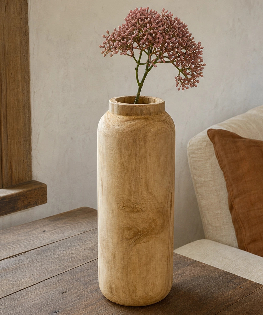 Florero madera 12x30cm tubular natural