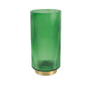 Florero vidrio 12x25cm verde dorado
