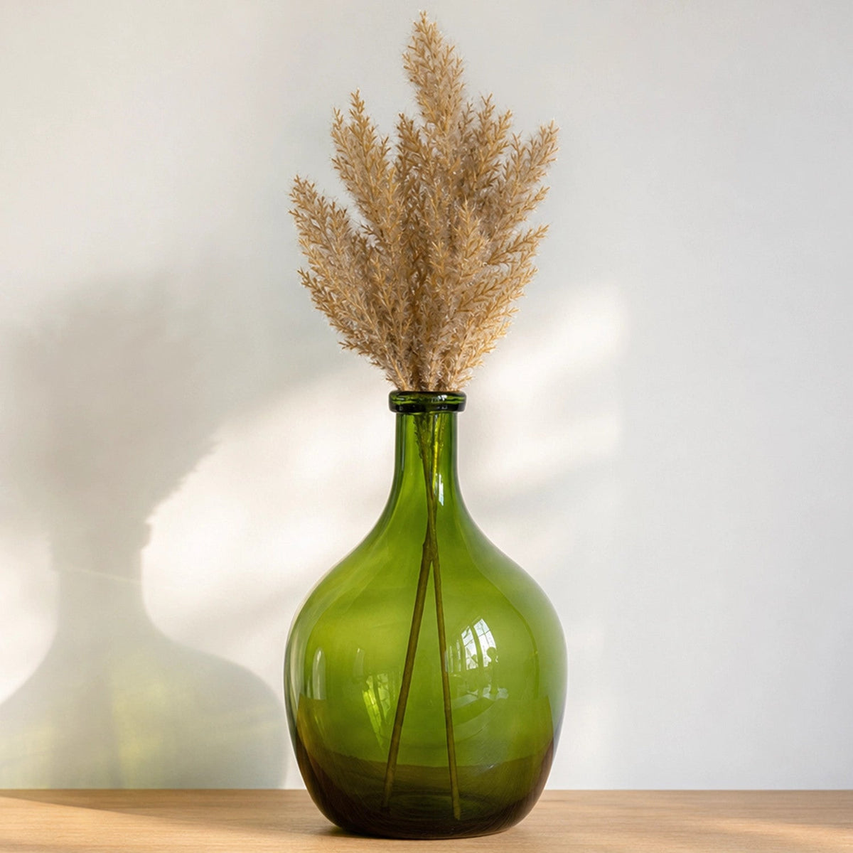 Florero vidrio 16x29cm botellon verde