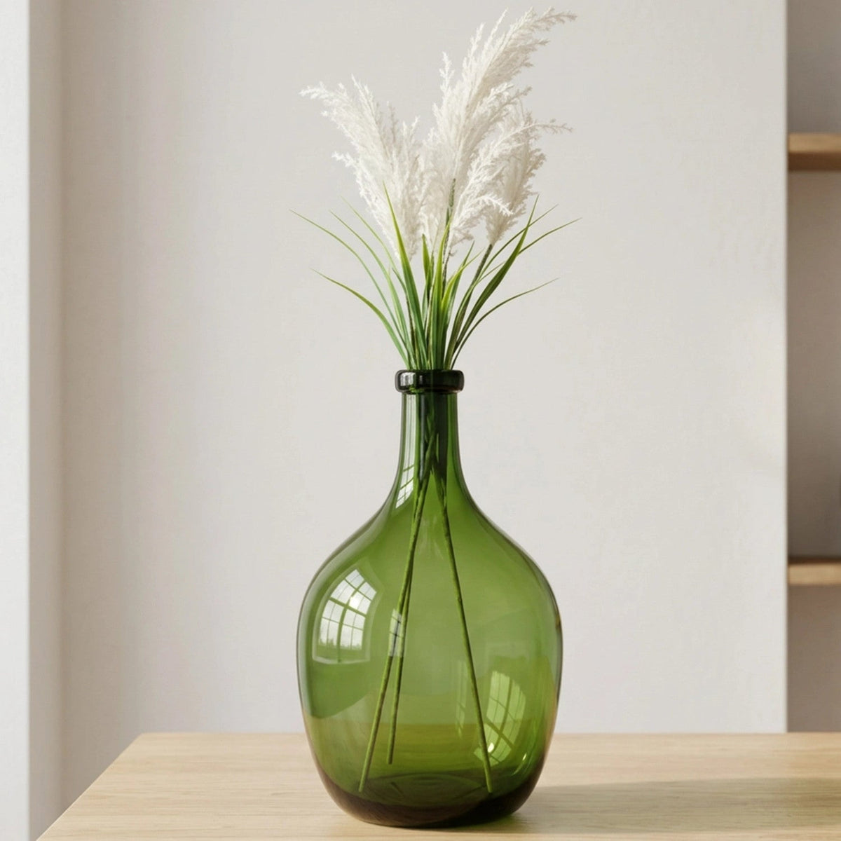 Florero vidrio 23x40cm botellon verde