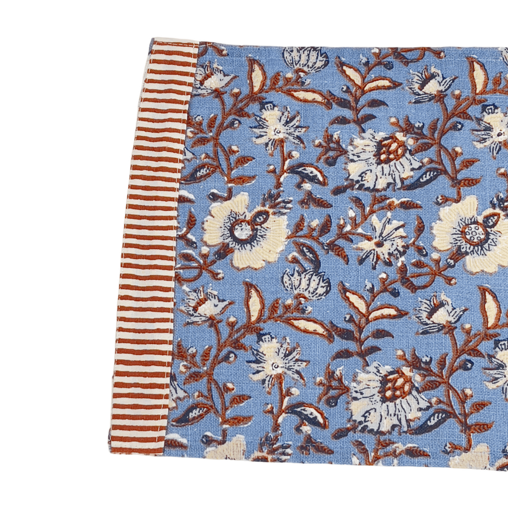 Individual 33x45cm flower print azul