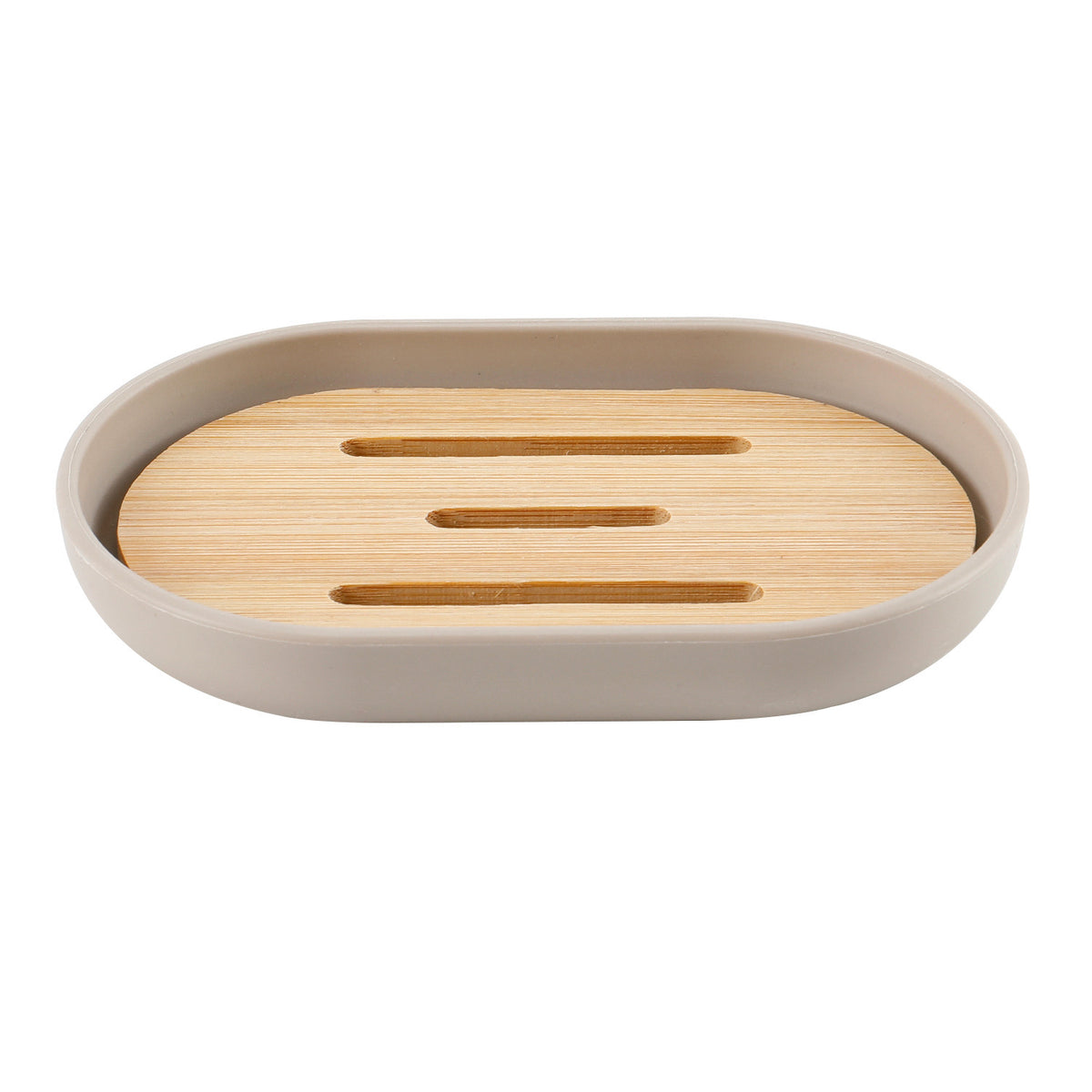 Jabonera plástico beige bambú