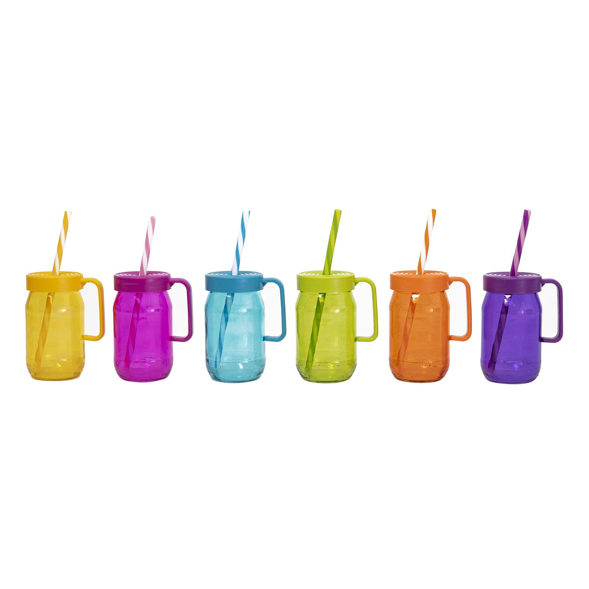 Jarro de vidrio colores con bombilla 370ml