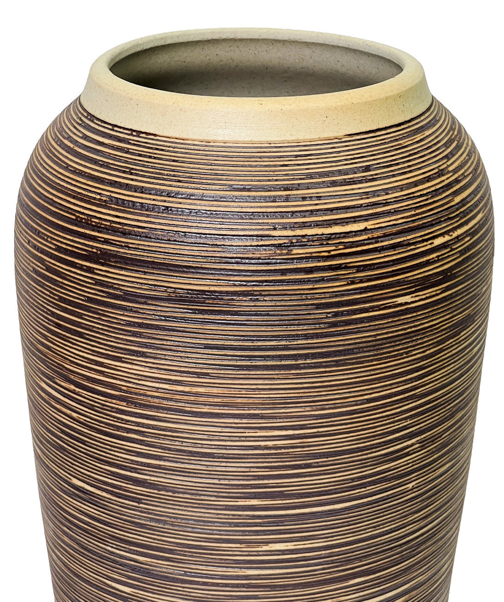 Jarron cerámica 15x32cm lineas café