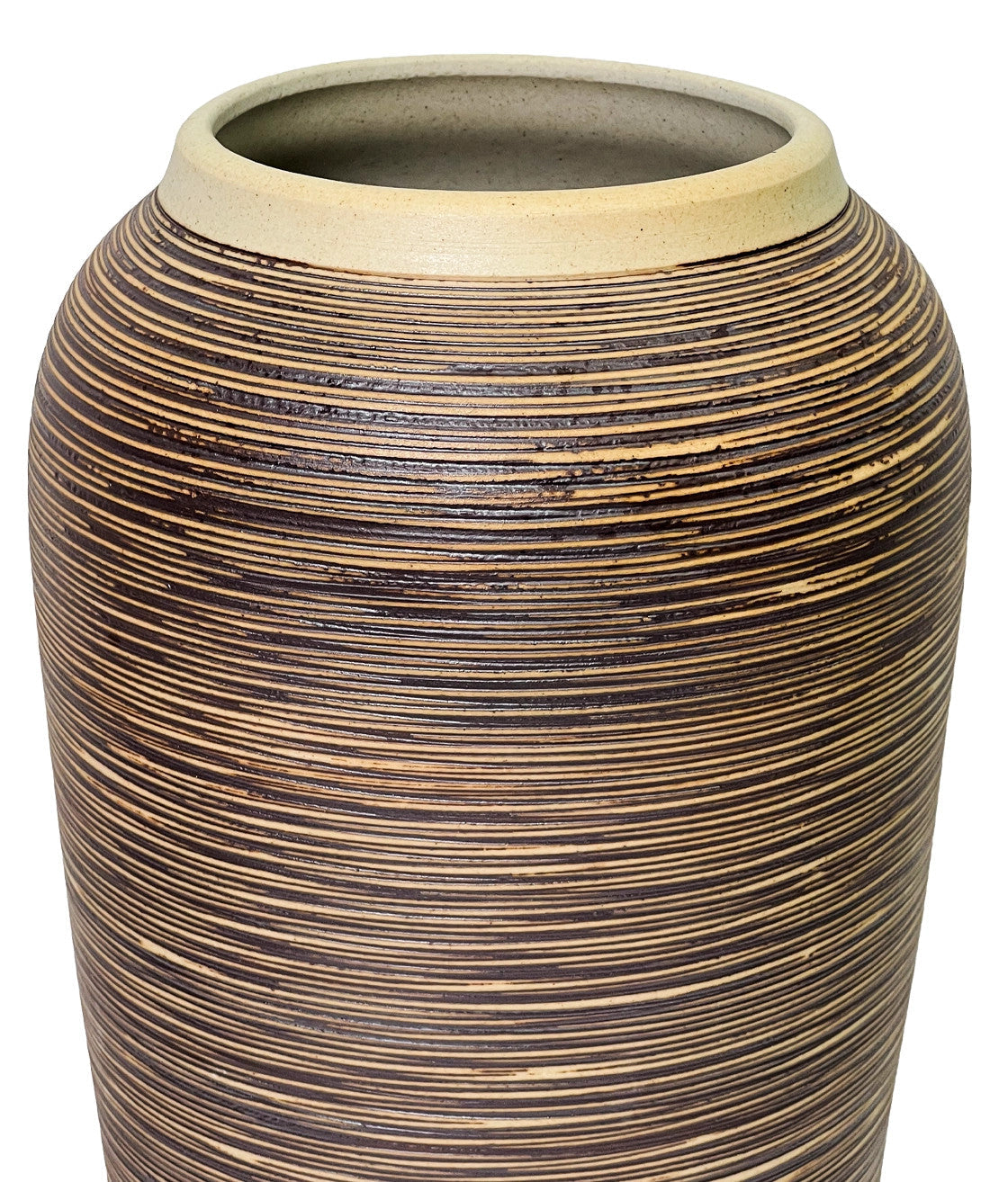 Jarron cerámica 15x32cm lineas café