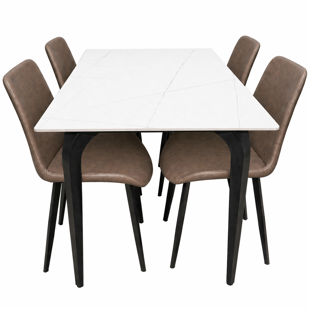 Juego comedor 4 sillas Daga blanco silla café