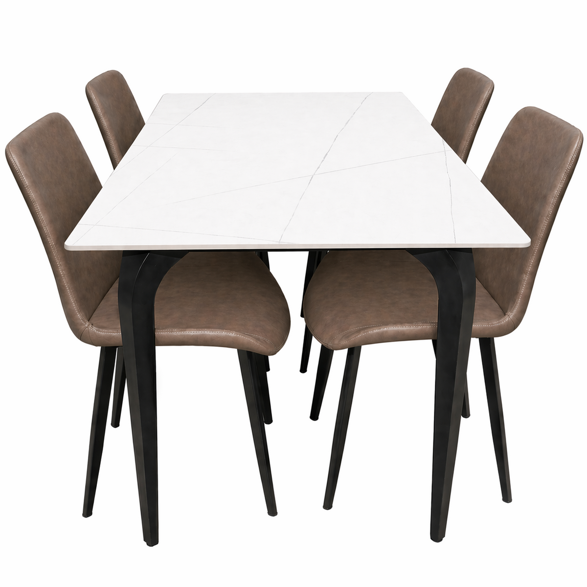 Juego comedor 4 sillas Daga blanco silla café