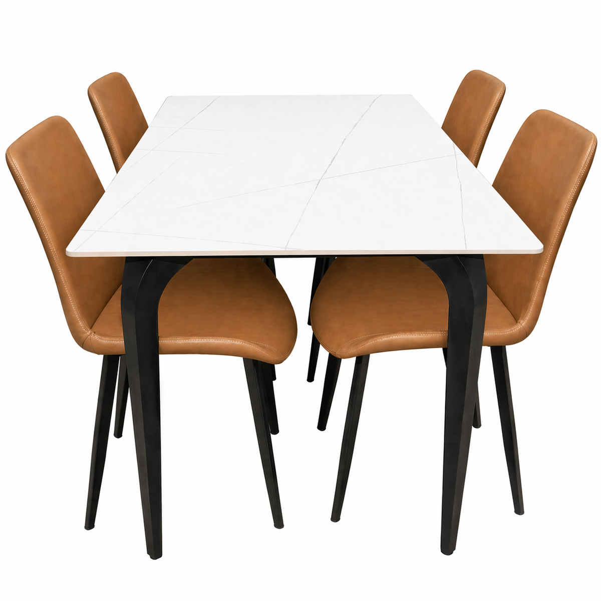 Juego comedor 4 sillas Daga blanco silla caramelo
