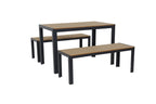 Juego comedor terraza 2 bancos Elko gris oscuro