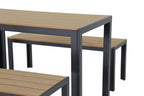 Juego comedor terraza 2 bancos Elko gris oscuro