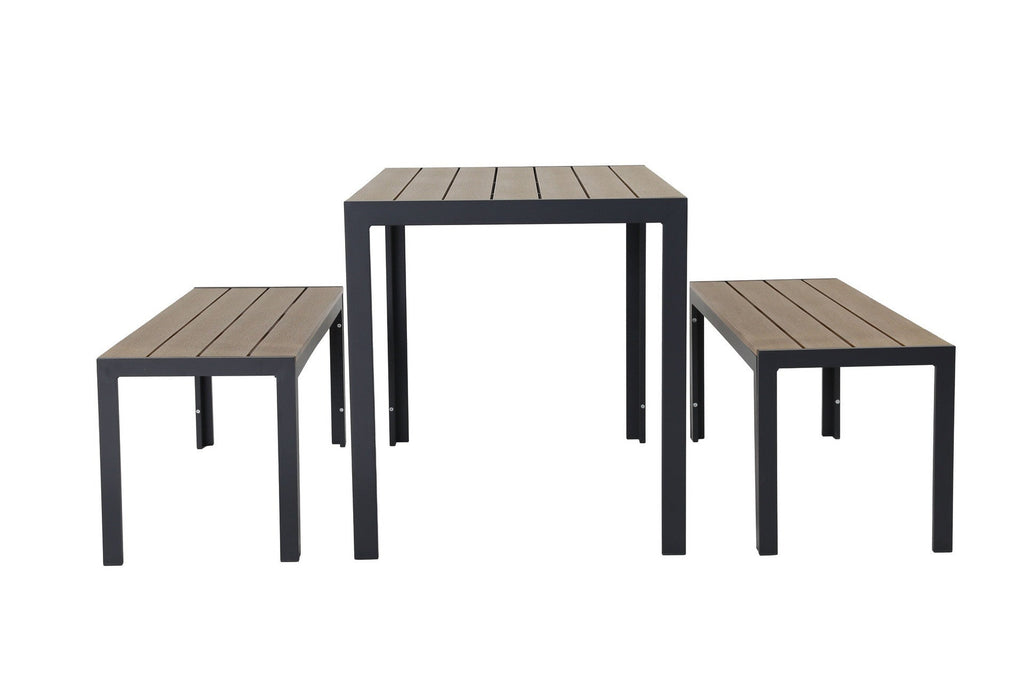 Juego comedor terraza 2 bancos Elko gris oscuro