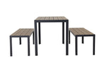 Juego comedor terraza 2 bancos Elko gris oscuro