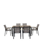 Juego comedor terraza 6 sillas Ely gris oscuro