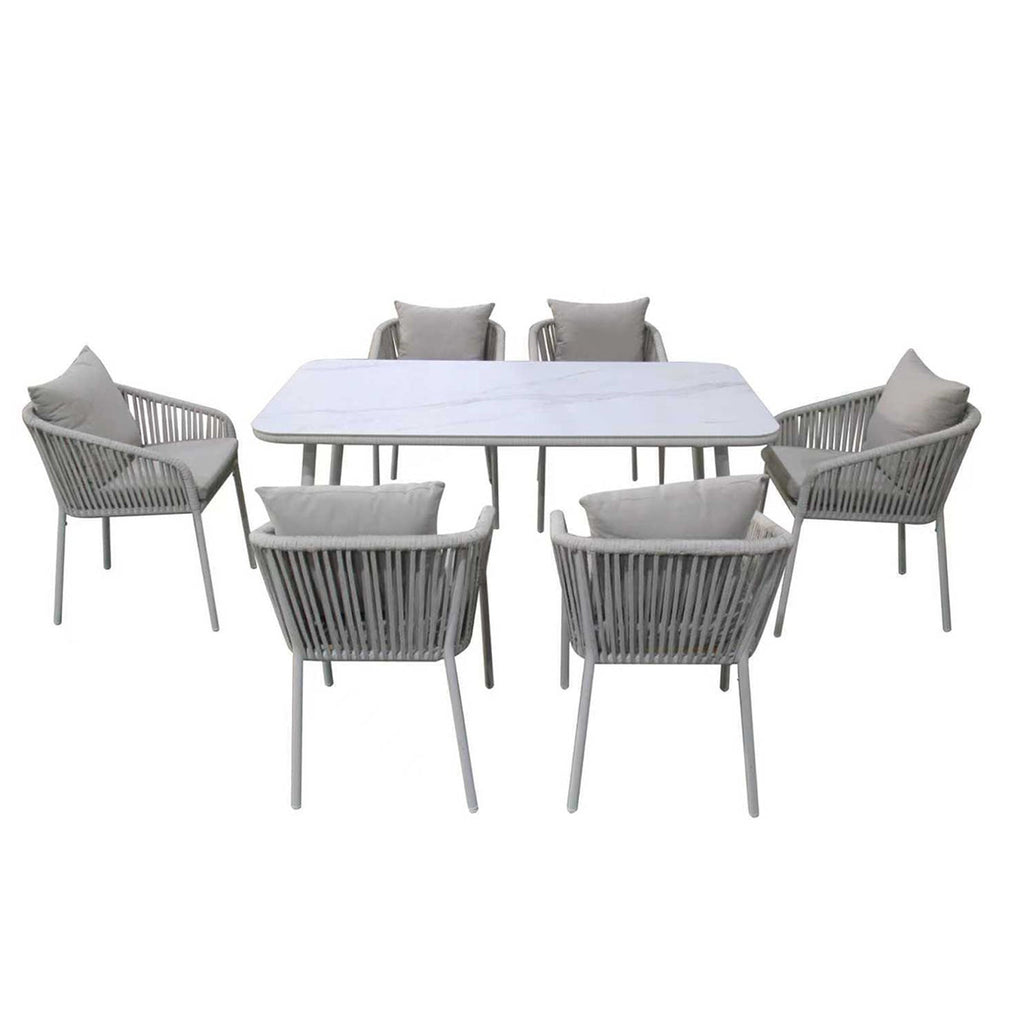 Juego comedor terraza 6 sillas Sylva blanco