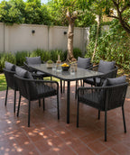 Juego comedor terraza 6 sillas Sylva gris oscuro