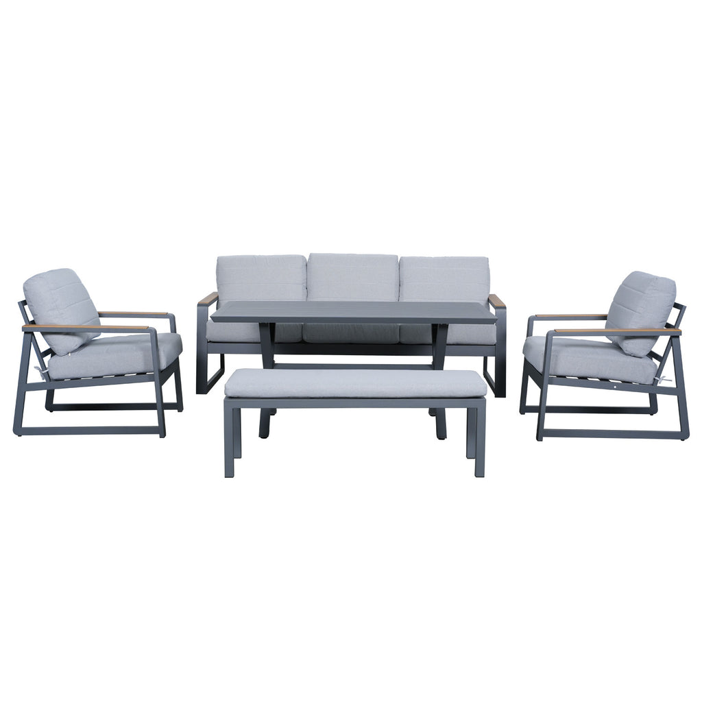 Juego living terraza Elgin gris 3-1-1-1