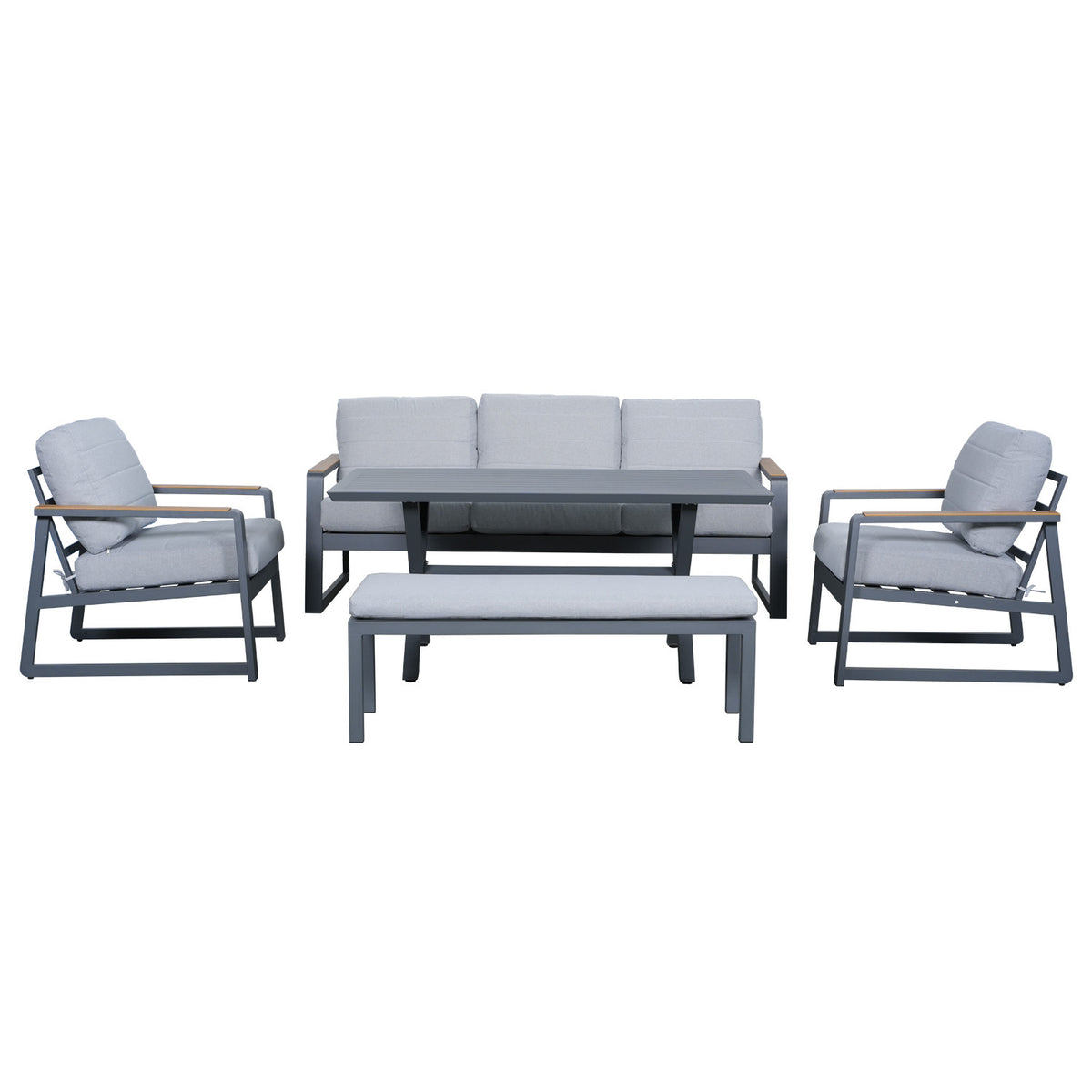 Juego living terraza Elgin gris 3-1-1-1