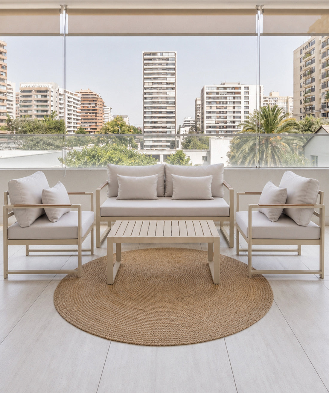 Juego living terraza Mykonos 2-1-1 beige